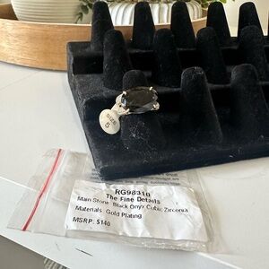 Elegant Black Onyx and Gold Plated Ring